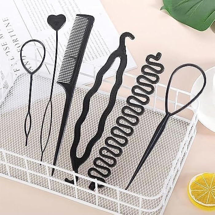 CUHZA 6 Pieces Hair Styling Accessories, Hair Braiding Tool, Hair Bun Braid Maker, Hair Accessories Styling Set, Hair Loop Tool Kit, DIY Style Girls Women Hairstyle Aid Band Spiral Braiding for Hair - Image 5